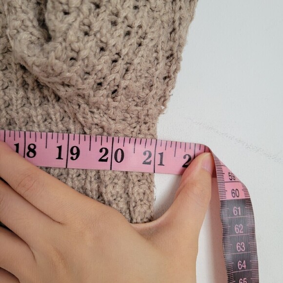 Forever 21 Tan Waffle Chunky Knit Long Sleeve Oversized Pullover Sweater Medium - Picture 6 of 10